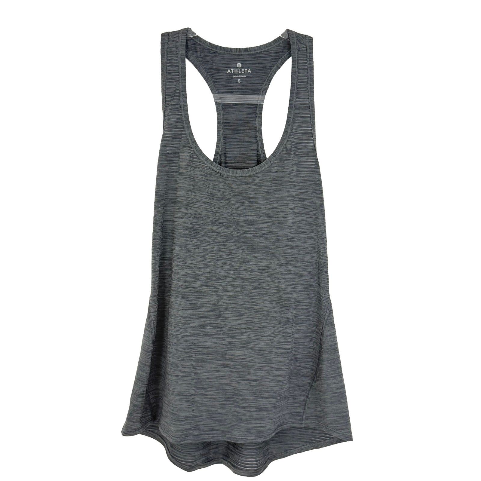 Athleta Lightweight Racerback Tank Top S Gray Heather Stripe Breathable Euc B12